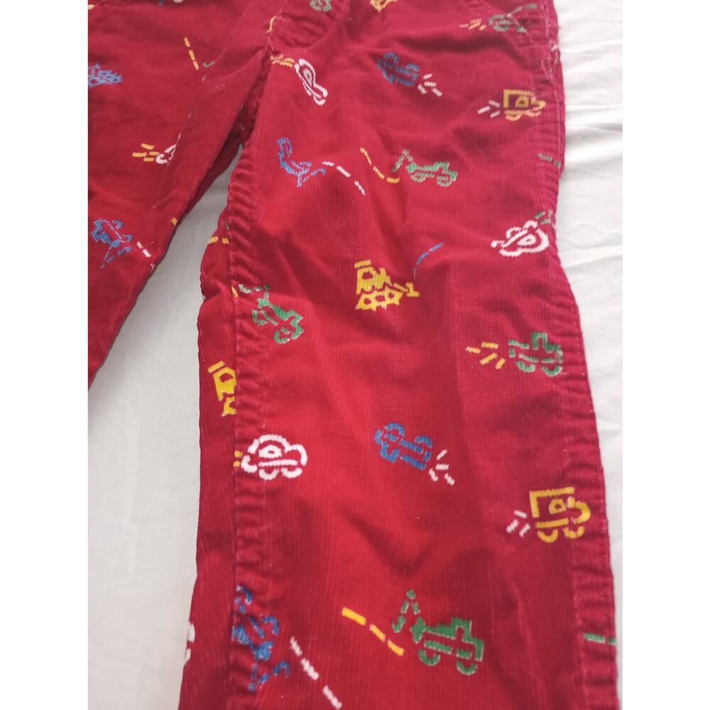 Oshkosh Bgosh Vestbak Bib Overalls Vehicles Red Corduroy Vintage Size 3T - Picture 2 of 6